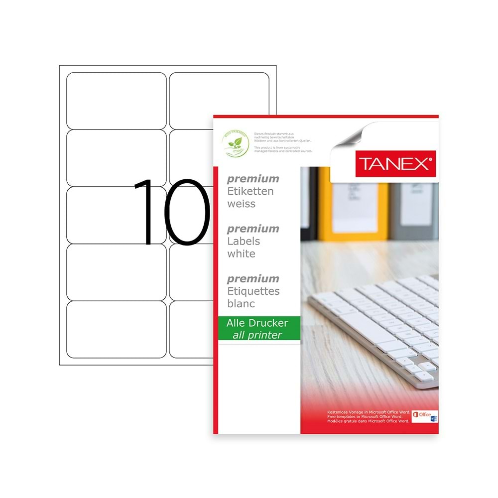 Tanex Tw -2010 Etiketi 99.06 mm x 57 mm