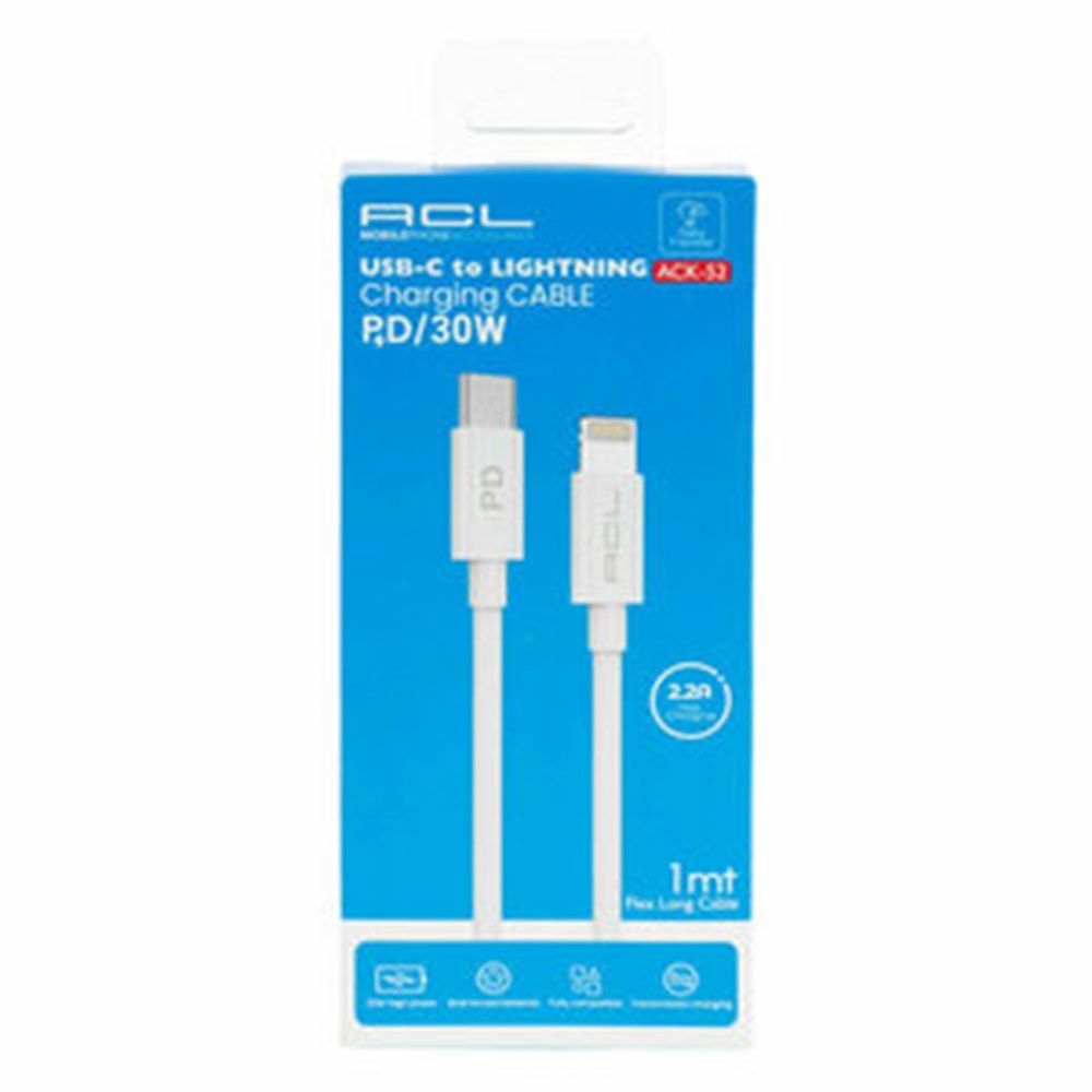 Acl Kablo USB Şarj-Veri Type-C Lightning 18W 3A 1mt ACK-52 5728