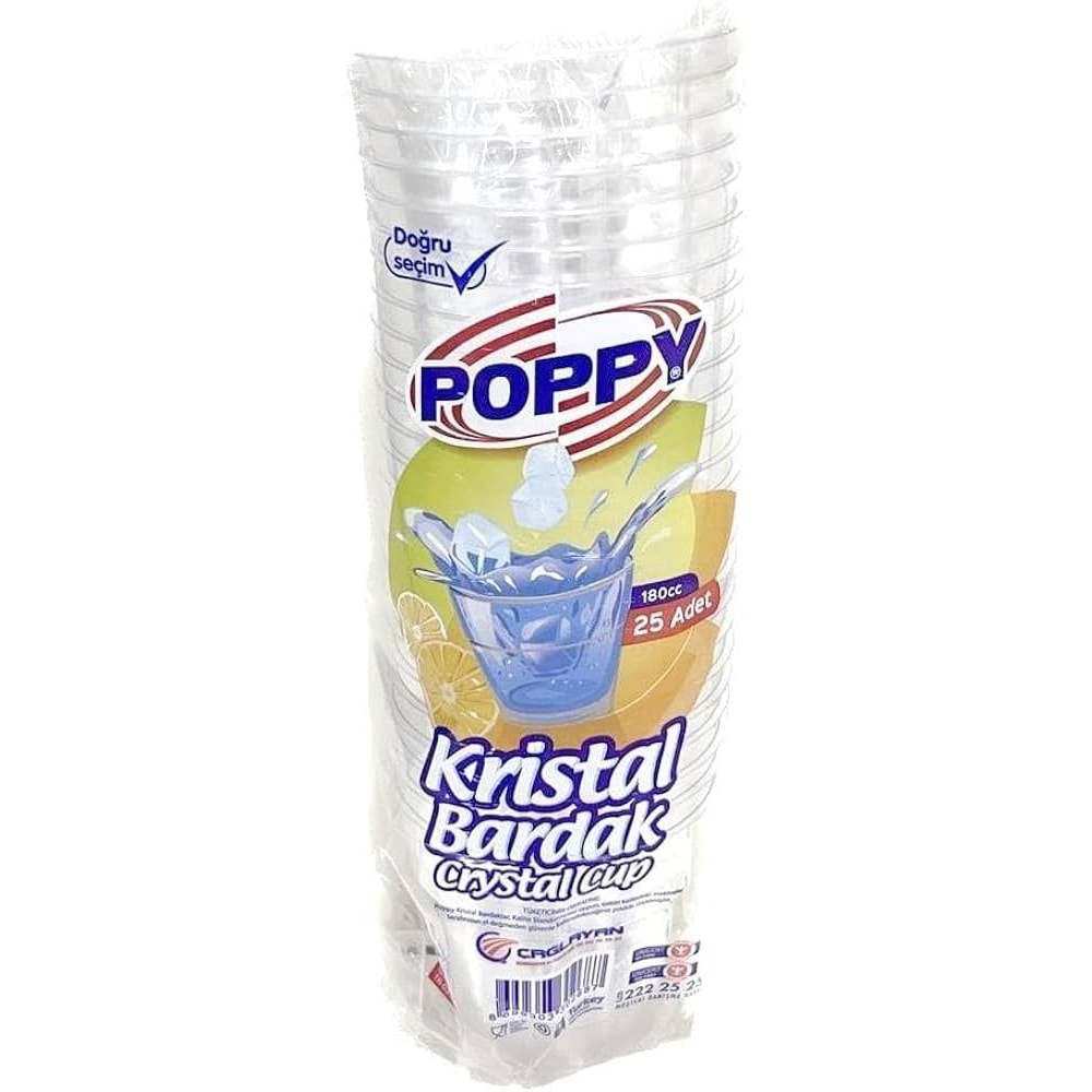 POPPY KRİSTAL CUP BARDAK 25 ADET