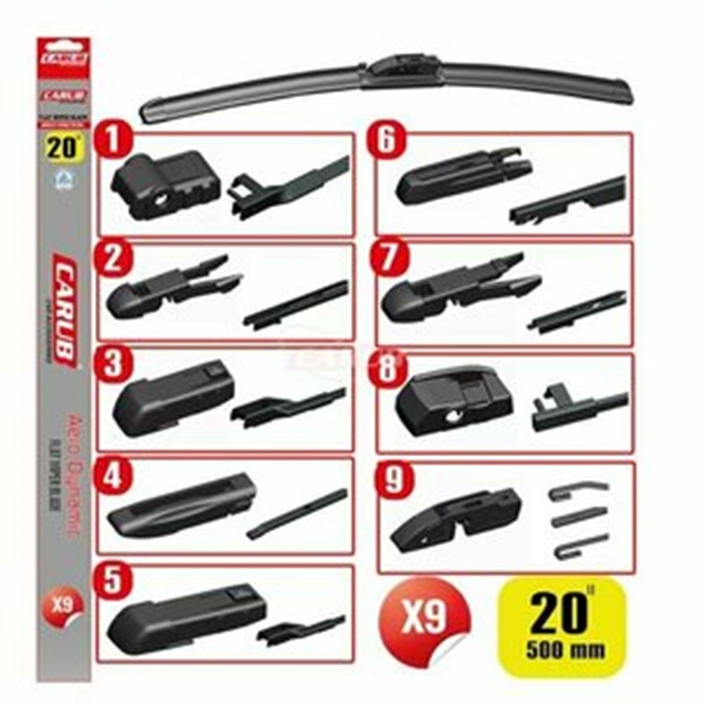 Carub Oto Cam Sileceği 500mm 20 inch Muz 9 Aparatlı Kutulu BR1353357