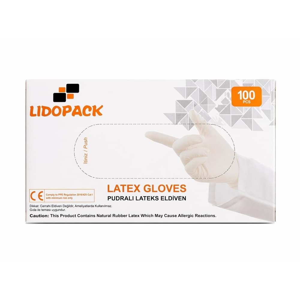 LIDOPACK LATEKS PUDRALI MUAYENE ELDİVENİ 100 LÜ LARGE