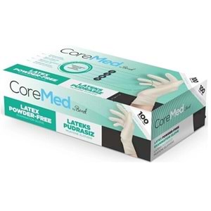CoreMed Lateks Pudrasız L Eldiven BEYAZ 100 lü Paket