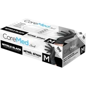 COREMED PUDRASIZ NİTRİL SİYAH ELDİVEN M BEDEN 100 lü
