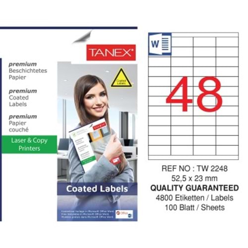 Tanex Laser Etiket 100 Lü 52.5X23mm TW-2248