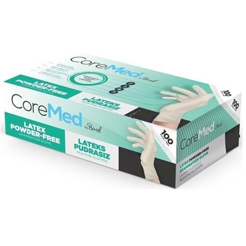 CoreMed Lateks Pudrasız L Eldiven BEYAZ 100 lü Paket