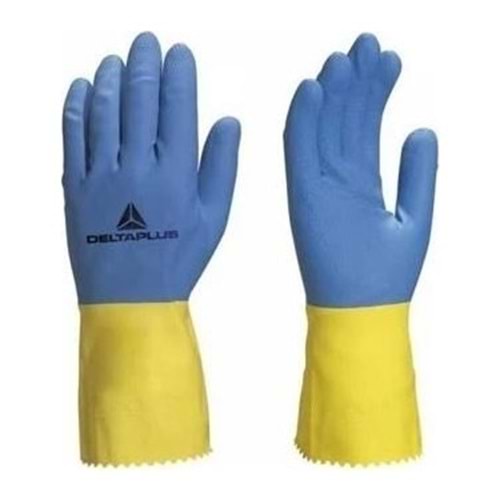 deltaplus ve330 mavi/sarı pamuk astarlı latex çift daldırma M BEDEN