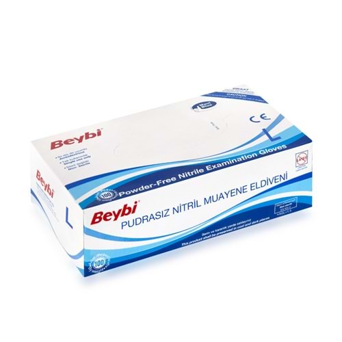 BEYBİ PUDRASIZ NİTRİL ELDİVEN L BEDEN MAVİ 100 LÜ