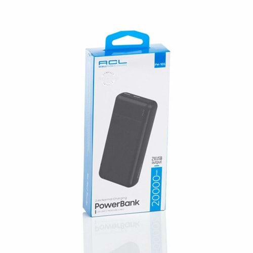 Acl Powerbank Led Işık Mikro 2xUSB 20.000 Mah PW-105 9496